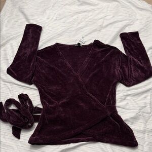 Elegant Purple Wrap Blouse